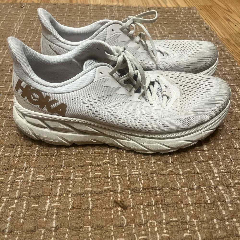 Hoka Men's White and Gold Athletic Shoes